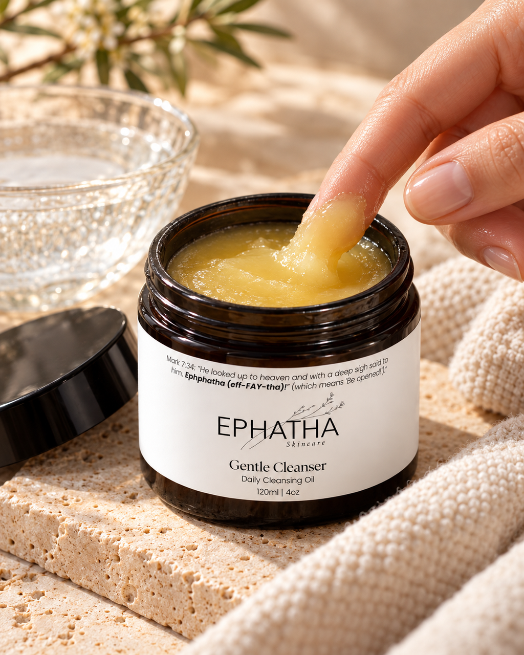Ephatha Gentle Cleanser open jar product texture